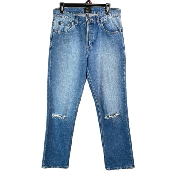 OBEY Propaganda No89 The Sundays Straight Jeans Boyish Cut High Waisted Blue 28 - Picture 2 of 15